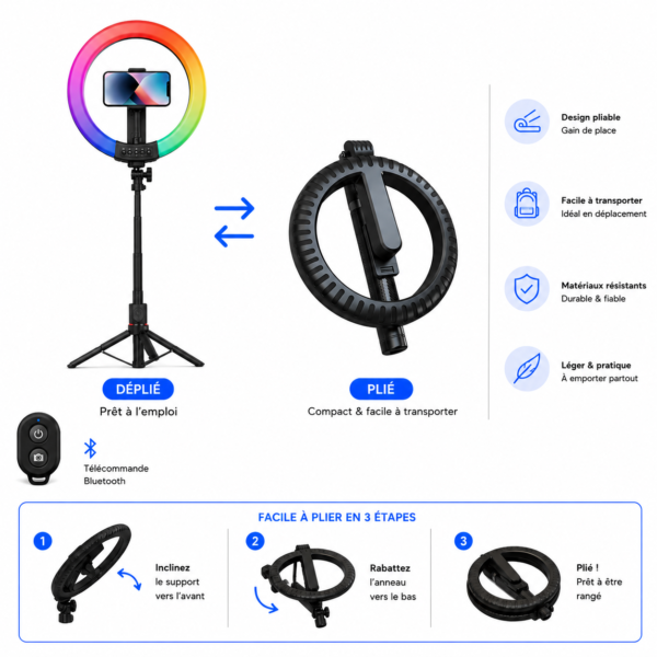 éclairage led multicolore pour tiktok et youtube