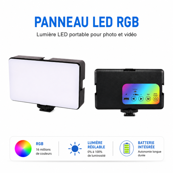 Lampe LED RGB compacte pour streaming vlogging et création de contenu