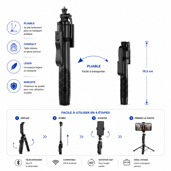 support smartphone avec double ring light pour tiktok