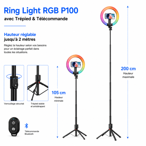 lampe circulaire led rgb pour création contenu