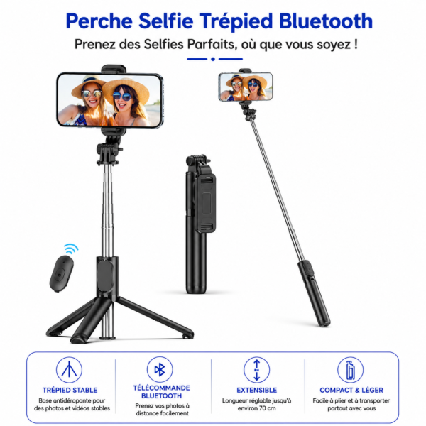Trépied selfie smartphone Android et iPhone modèle JC22
