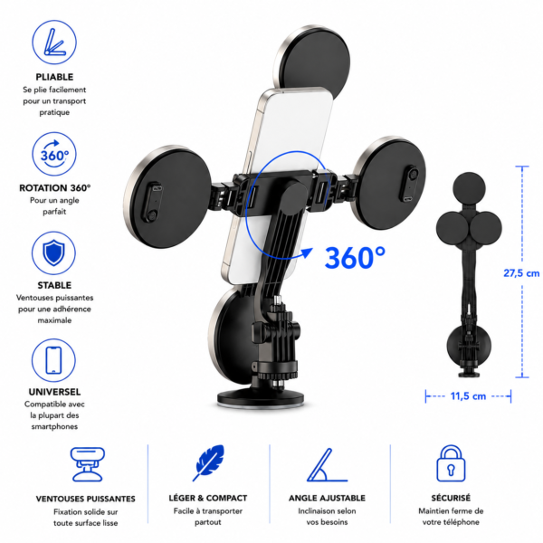 trépied smartphone avec double éclairage led