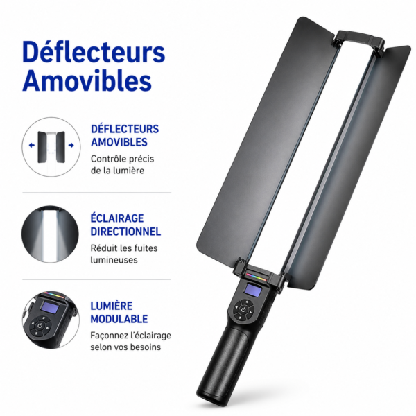 Lampe LED RGB portable avec luminosité réglable pour studio photo