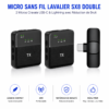 Double micro cravate sans fil USB-C et Lightning pour smartphone