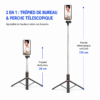 Perche selfie avec télécommande Bluetooth pour TikTok et YouTube