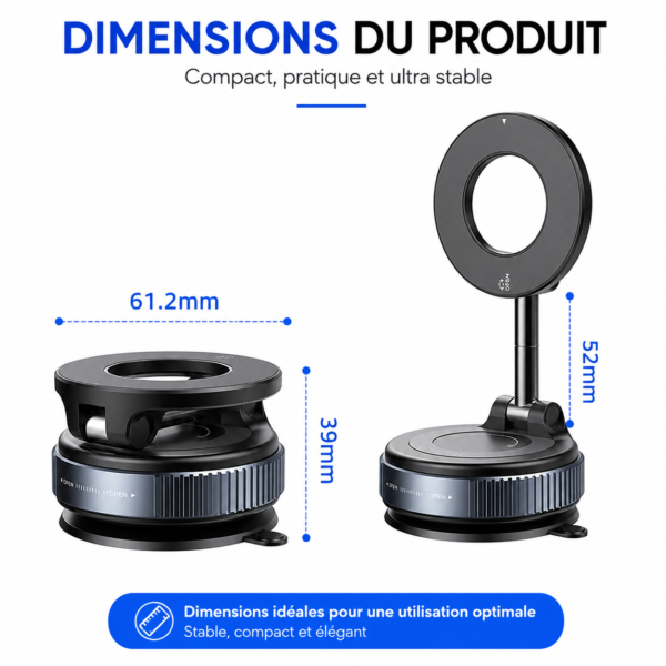 Support téléphone voiture 360° réglable avec fixation sur tableau de bord