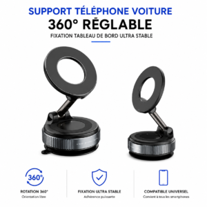 Porte téléphone voiture avec rotation 360° pour navigation GPS