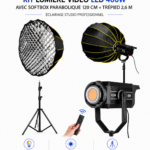 Kit Lumière Vidéo LED 400W avec softbox parabolique 120 cm