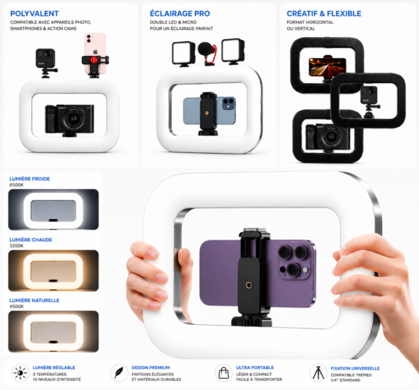 video rig avec batterie 8000mah pour smartphone