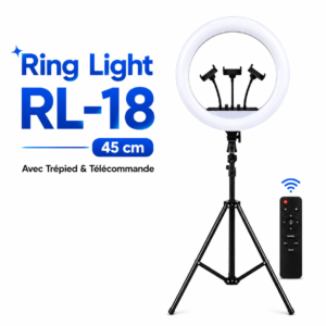 ring light rl18 45 cm avec trépied professionnel