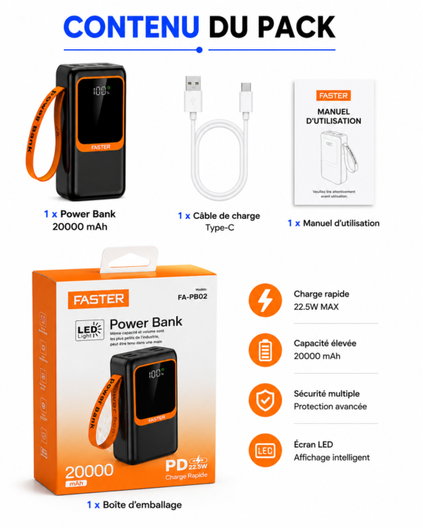 Power Bank grande capacité pour smartphone