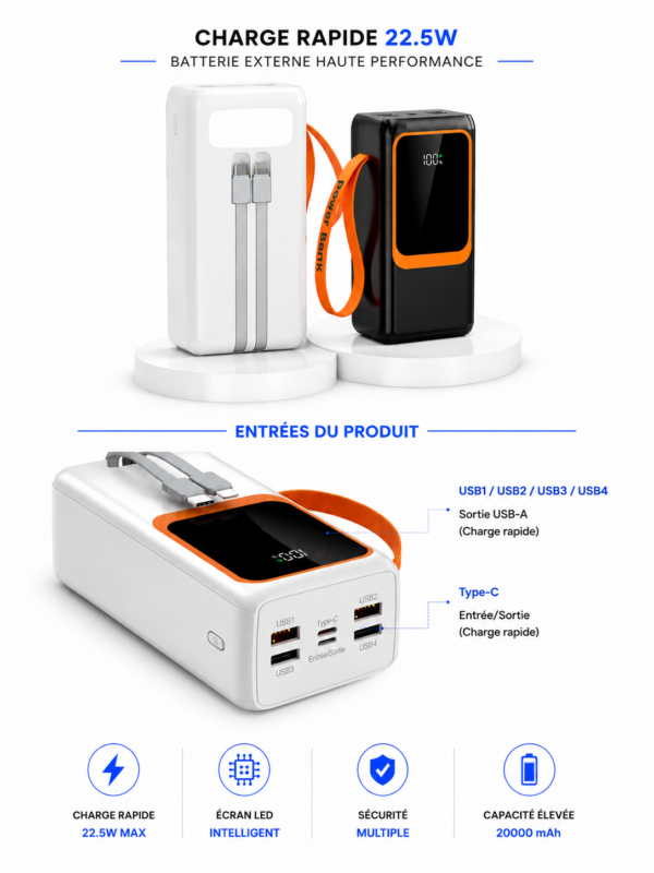 Chargeur portable USB-C 20000 mAh