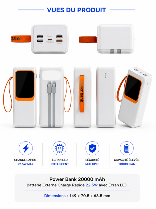 Batterie externe compatible Android et iPhone