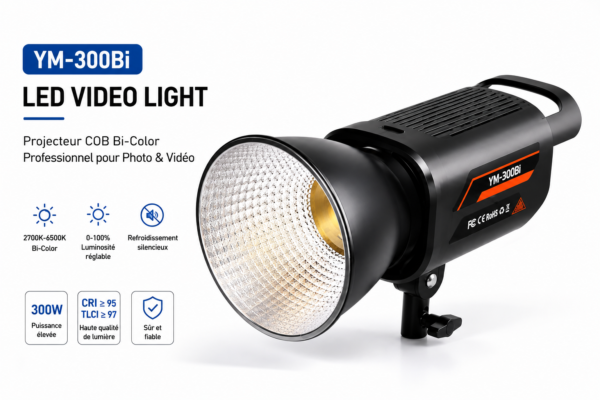 ym300bi led video light avec monture bowens