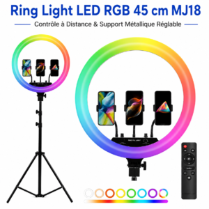 ring light rgb multicolore avec télécommande