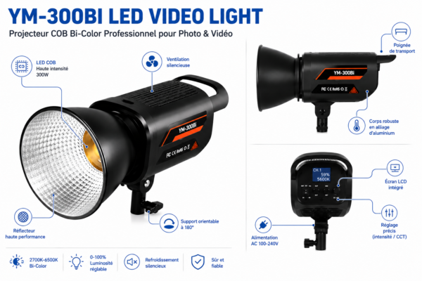 lampe cob 300w studio photo maroc