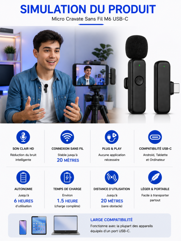 Microphone sans fil pour smartphone Android