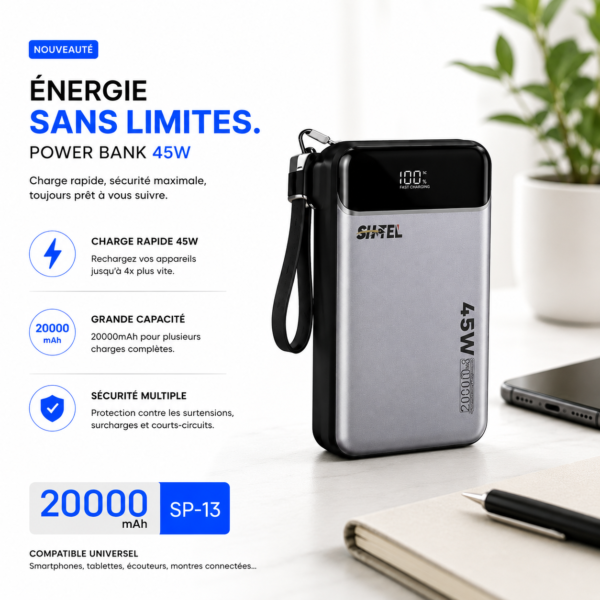 Power Bank SINTEL SP-13 20000mAh 45W