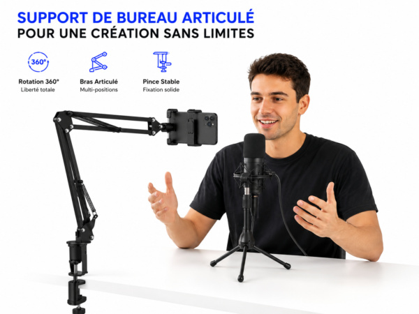 Support de bureau articulé pour smartphone
