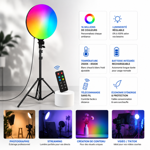 Panneau LED RGB GS-330 professionnel