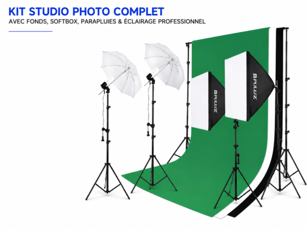 Kit Studio Photo Complet avec fond vert
