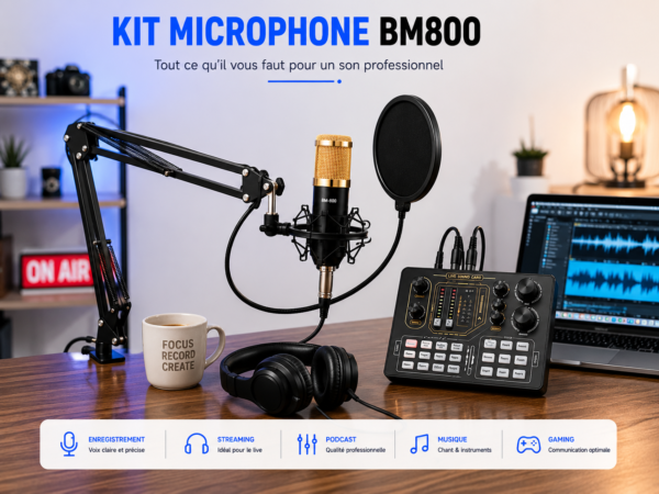Kit Microphone BM800 avec Carte Son F9