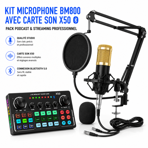 Microphone BM800 avec carte son Bluetooth X50