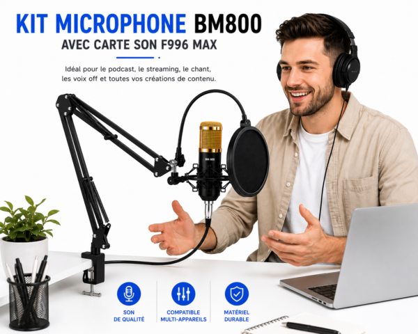 Microphone BM800 avec carte son F996 MAX
