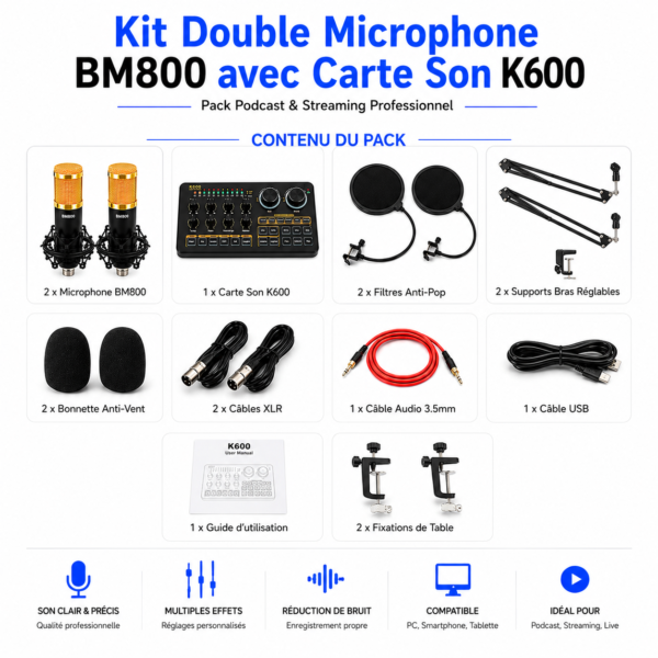 Carte Son K600 Bluetooth avec deux microphones
