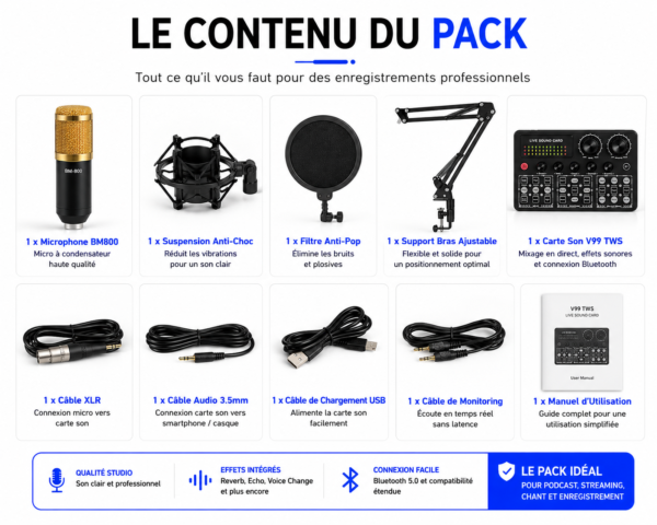 Microphone condensateur BM800 pour streaming