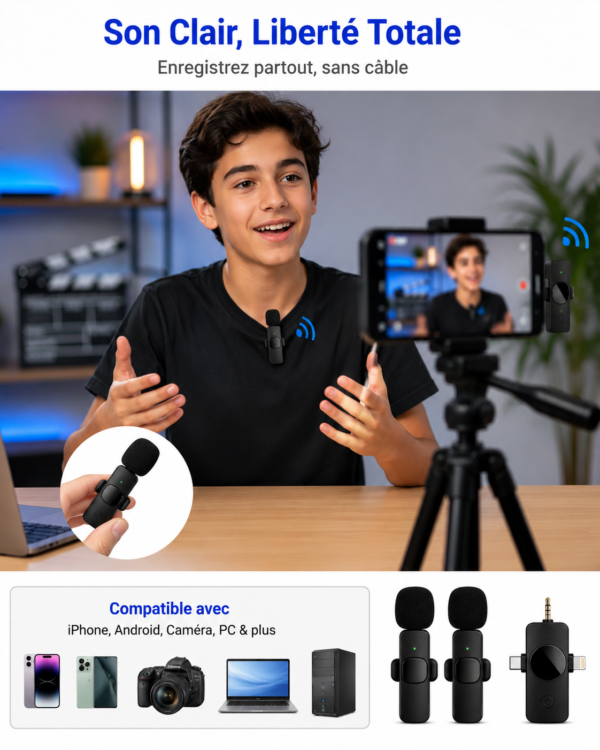Kit 2 Micros Cravate Sans Fil Universels