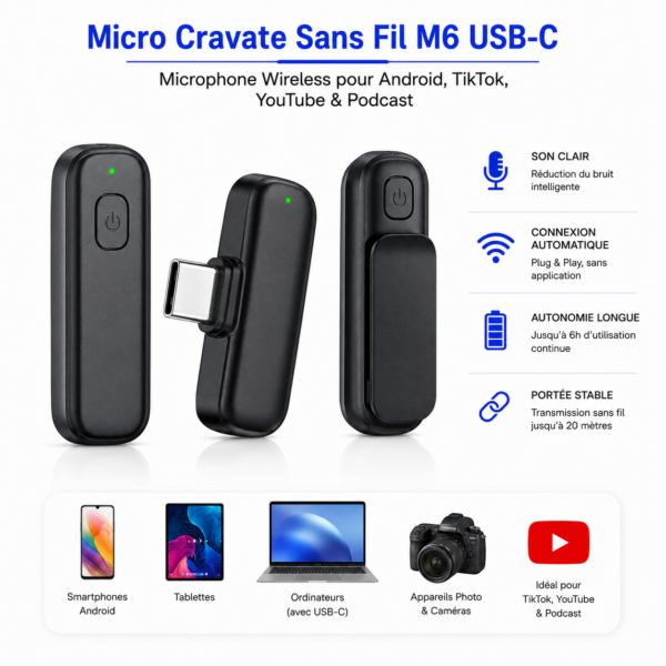 Micro sans fil USB-C pour Android