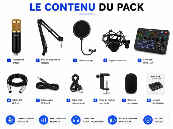 Kit studio d'enregistrement BM800 F996 MAX