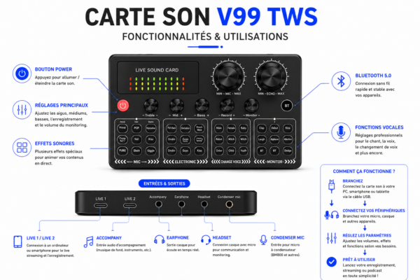 Carte son V99 TWS Bluetooth