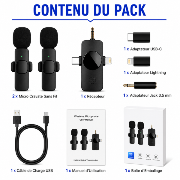 Double micro cravate pour iPhone et Android