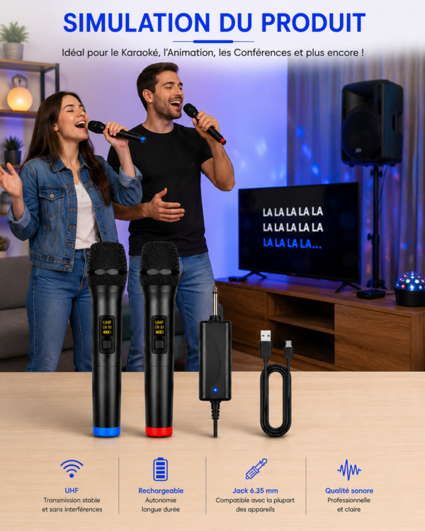 Double microphone sans fil avec récepteur