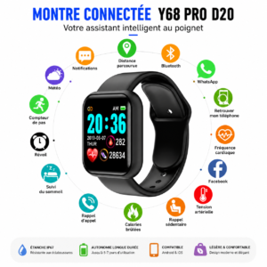 Smartwatch Y68 Pro compatible Android et iPhone