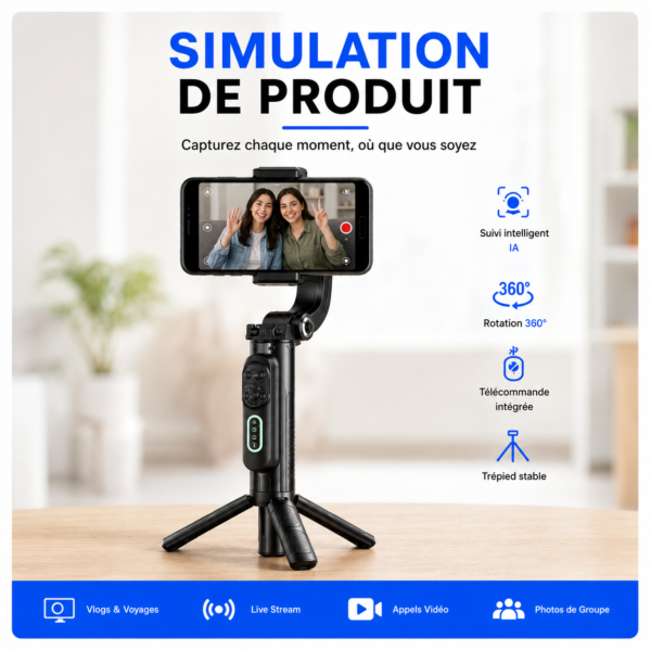 Perche selfie avec trépied intégré