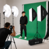 Studio photo avec softbox et parapluies