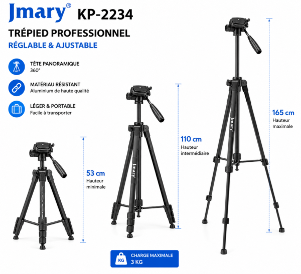 Trépied professionnel Jmary KP-2234
