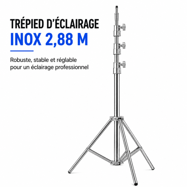 Trépied d'éclairage inox 2,88 m