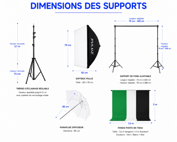 Support de fond réglable pour studio