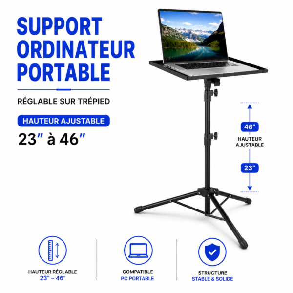 Support PC portable avec trépied