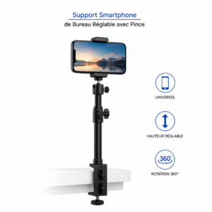 Support caméra avec pince de bureau