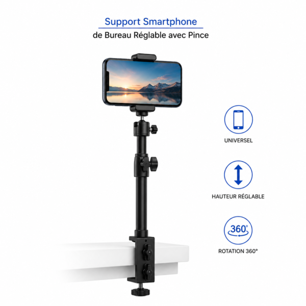 Support caméra avec pince de bureau