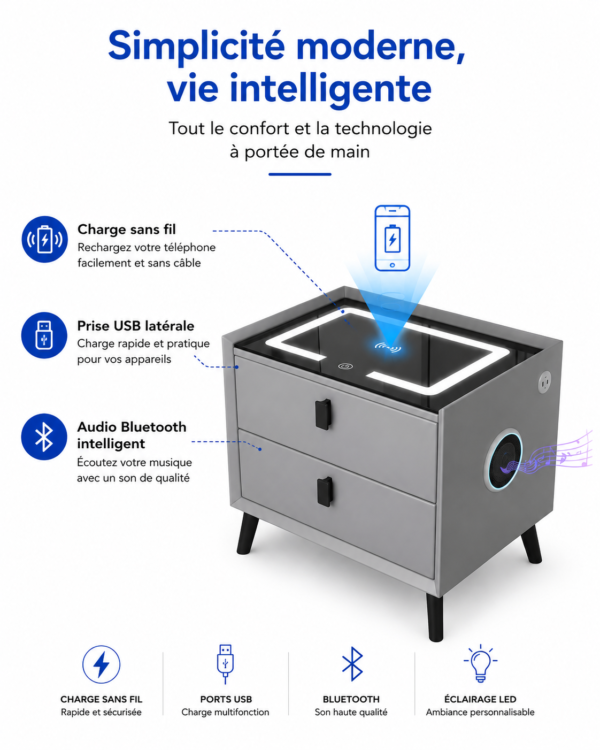 Table de chevet LED Bluetooth