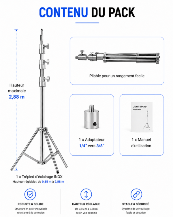 Support pour panneau LED studio