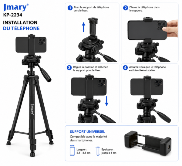 Support caméra Jmary avec rotation 360°
