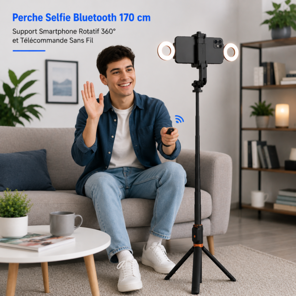 Perche selfie en acier inoxydable