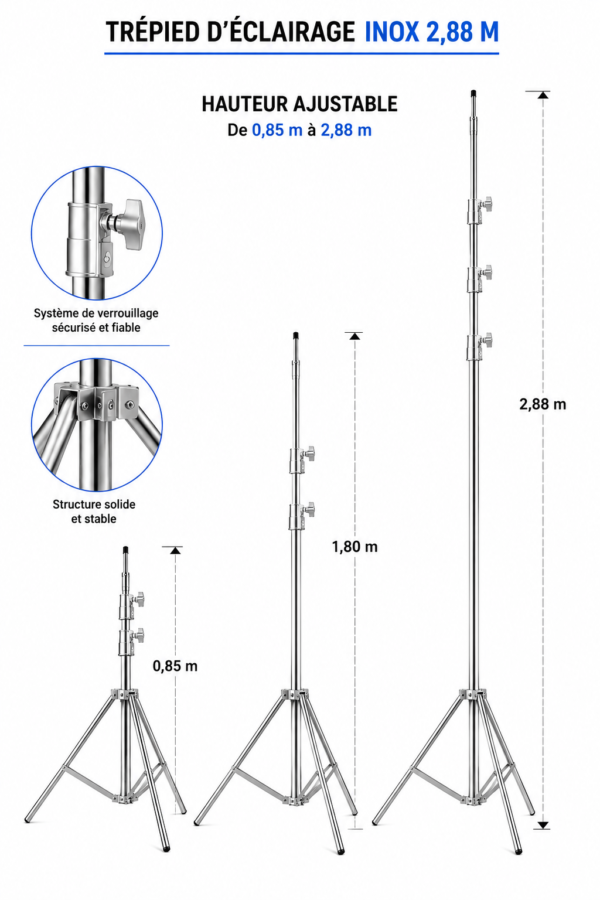 Trépied flash studio 288 cm